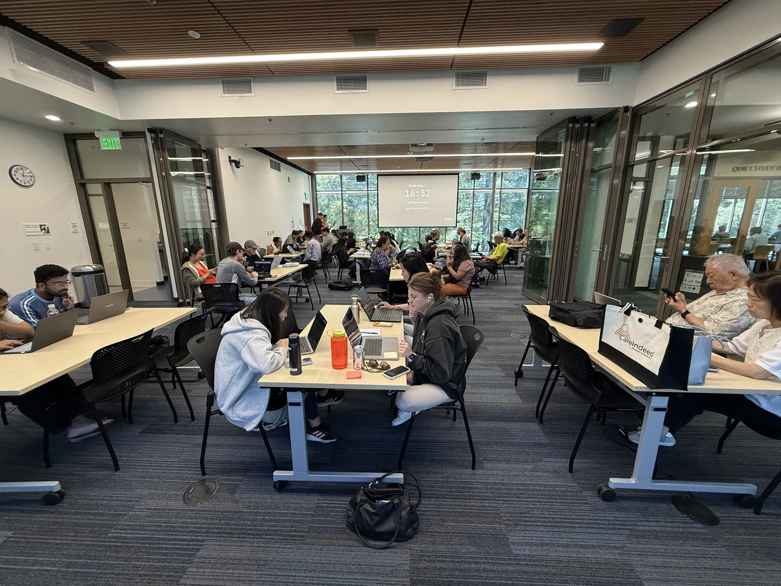 Builder Pub participants working together during a build session